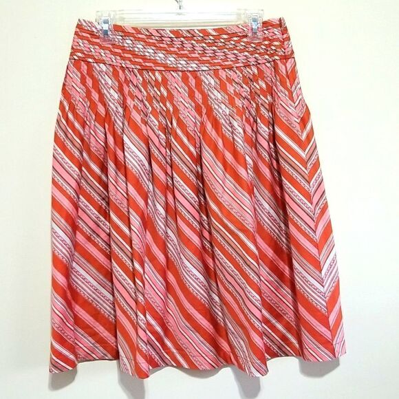 Talbots Orange Strip Skirt Sz 4 - Picture 2 of 6